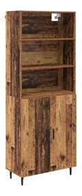 Highboard Altholz 69,5x34x180 cm aus Engineered Wood und Glas Modernes Sideboard mit 2 Turen Gro zugiger Stauraum fur Wohnzimmer Kuche Esszimmer Flur Schlafzimmer