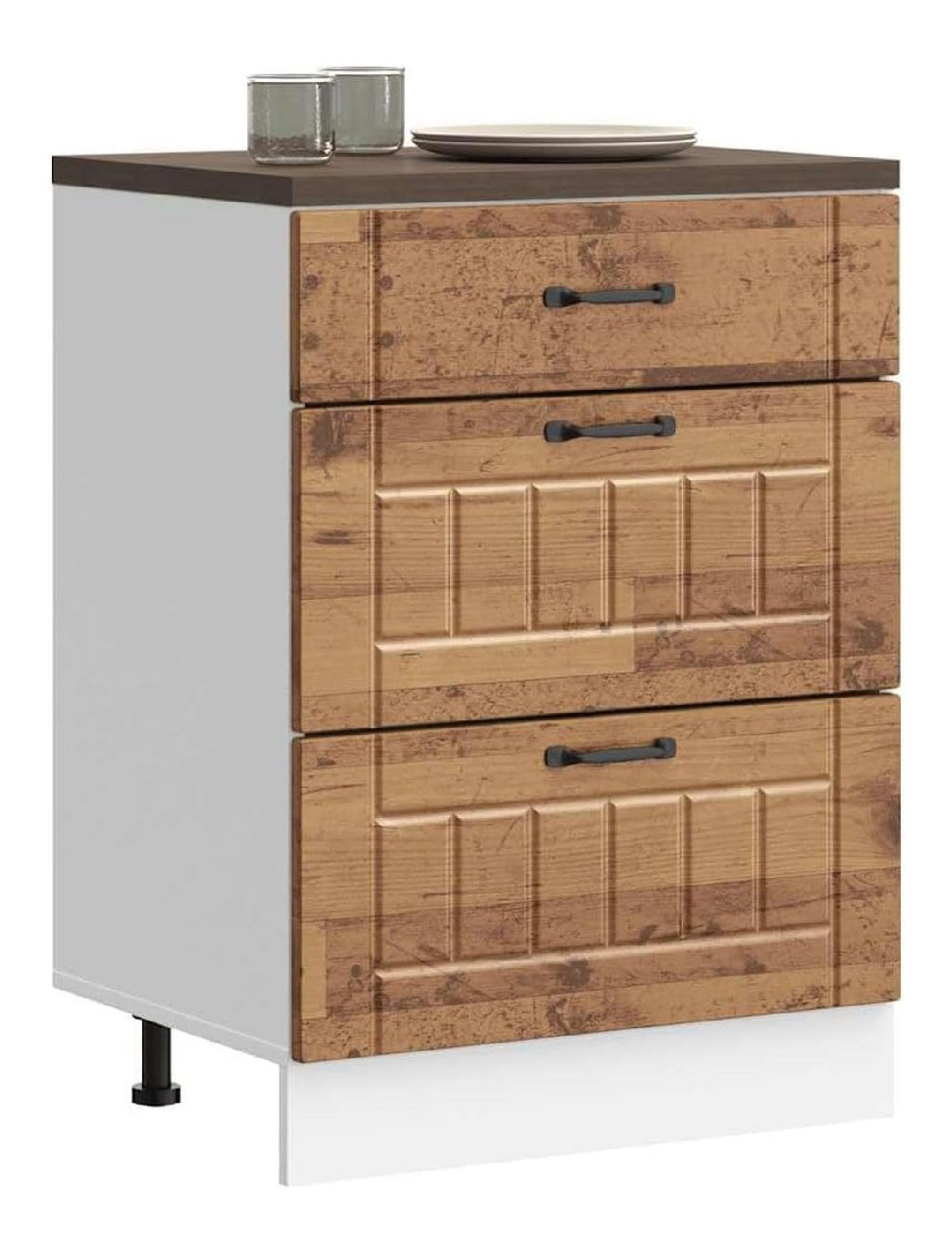 Kuchen-Unterschrank Lucca Altholz-Optik, Holzwerkstoff, 60x46x81,5 cm, mit verstellbaren Fu en, ideal als Kuchenschrank und Vorratsschrank
