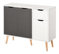 Sideboard mit Schublade, Massivholzbeine Grau