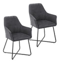 SVITA Josie Dining 2er Set Esszimmerstuhl Sessel Polsterstuhl Stoff (Dunkelgrau)
