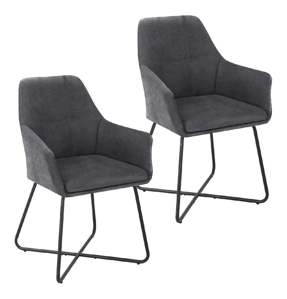 SVITA Josie Dining 2er Set Esszimmerstuhl Sessel Polsterstuhl Stoff (Dunkelgrau)