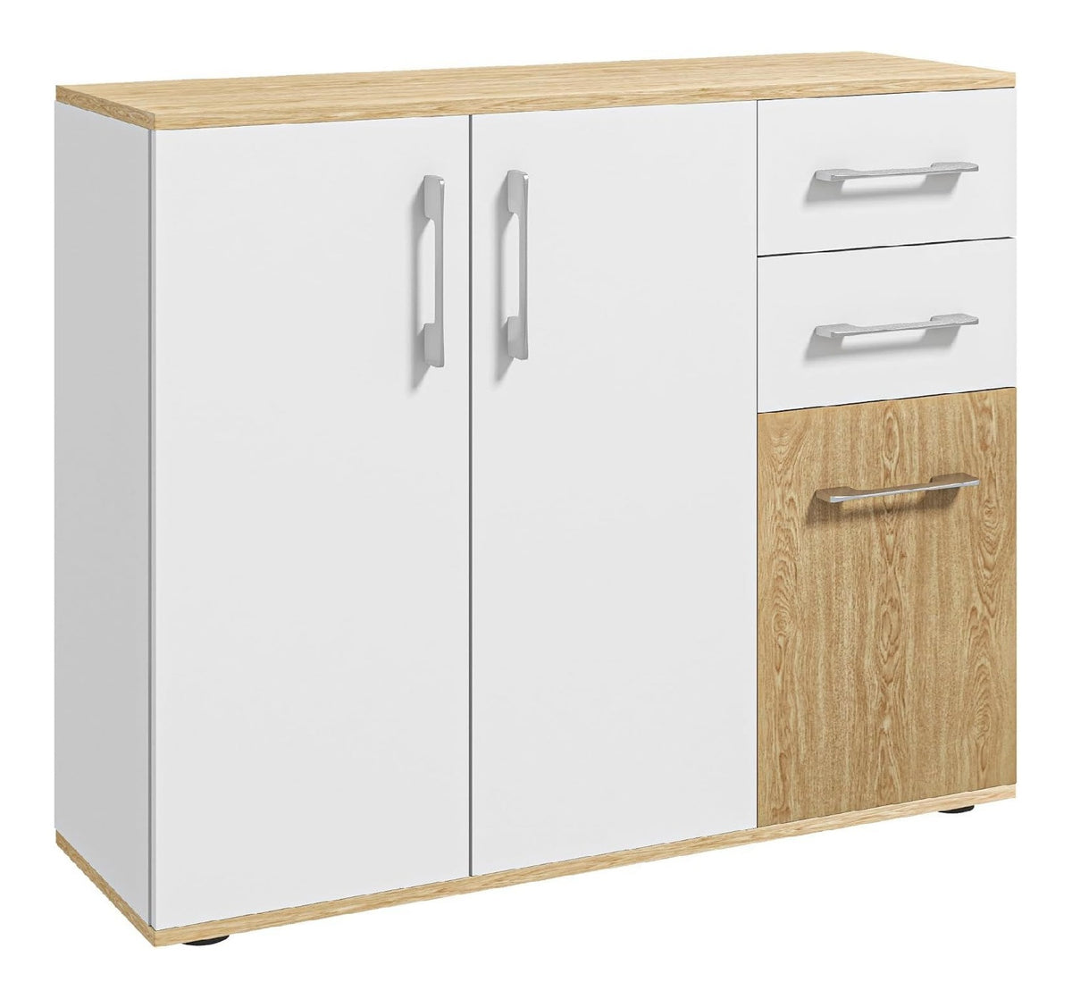 Buffet 3-turig, 90x30x75,5 cm, Wei Naturholz