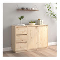 Sideboard 111x34x75 cm Massivholz Kiefer, Buffet Schrank mit 2 Turen und 3 Schubladen, rustikales Design fur Wohnzimmer, Esszimmer