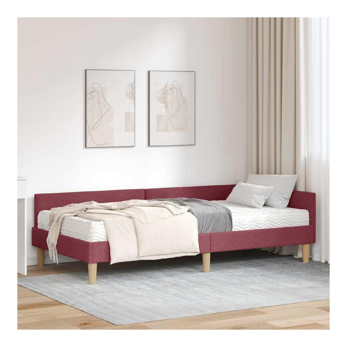 Eckbett mit Matratze, 2 Stuck, Grau