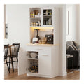 Devoko Kuchenschrank mit Arbeitsplatte & Steckdose, Buffetschrank LED Soft-Close, Vorratsschrank Hohenverstellbar Verstarkte Ruckwand, Mehrzweckschrank Kuche Wohnzimmer, Wei