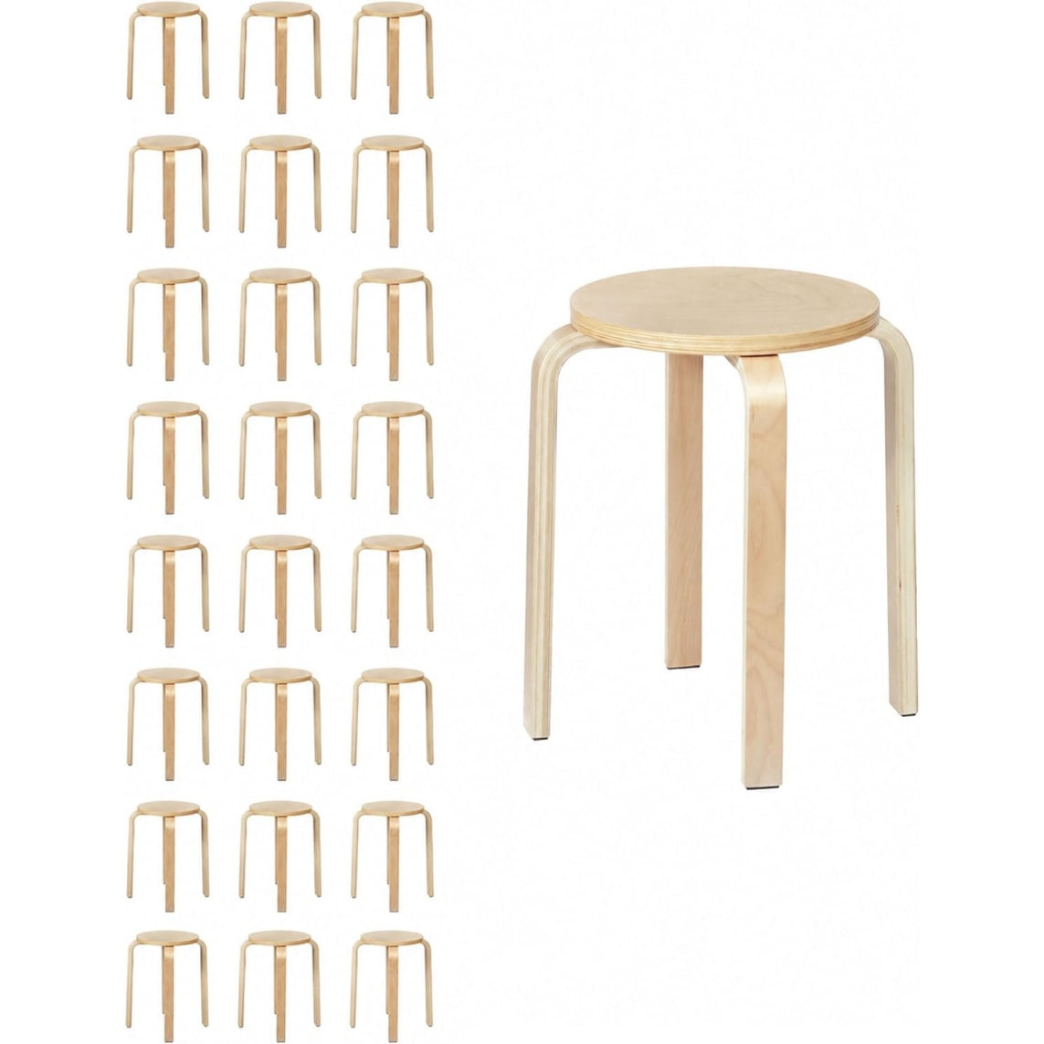 24er-Set stapelbare Holzhocker mit runder