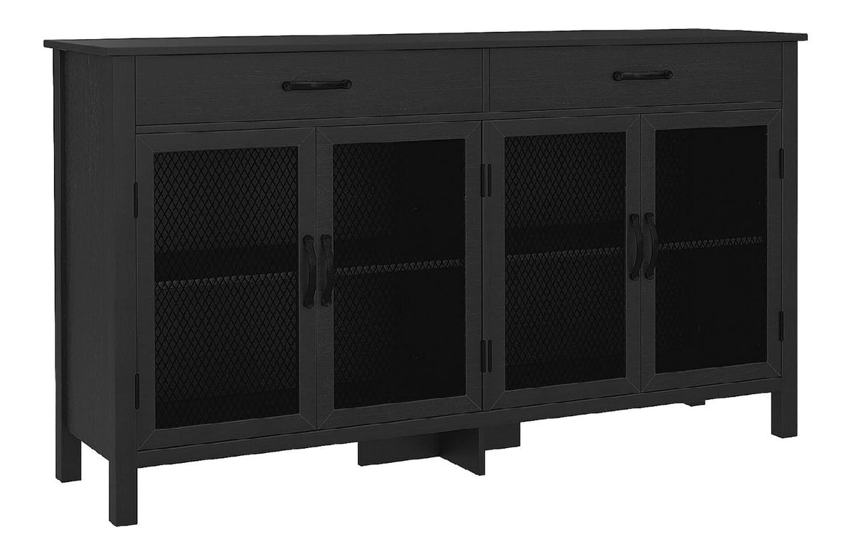 Niedriger Buffet-Aufbewahrungsschrank 4 Turen 150x40x85 cm Schwarz