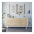 Anrichte Arvada, Modernes Sideboard mit 3 Turen und Einlegeboden, Kuchenbuffet, Wohnzimmer-Design-Buffet, 154x40h75 cm, Wei und Eiche