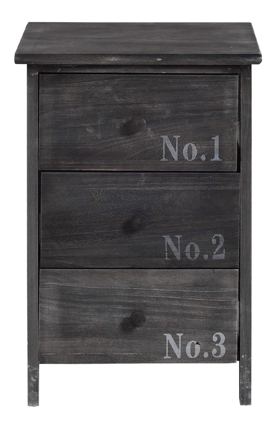 Nachttisch in Grau, platzsparender Nachtschrank, 3 Schubalden, Vintage-Stil, fur Schlafzimmer Badezimmer - Ma e: 55 x 35 x 30 cm (HxLxB) - Art. RE4191