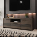 TV-Lowboard mit 2 T¨¹ren und 1 Schublade aus Holzwerkstoff in Dunkelbraun und Schwarzer Eiche, 151,2 ¡Á 51,1