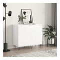 2er Set Sideboard Anrichte Hochglanz Wei , Holzwerkstoff Konsole mit Metallbeinen, 40 x 35 x 70 cm, 2 Facher, Tur zum Staubschutz, Stauraum fur Wohnzimmer