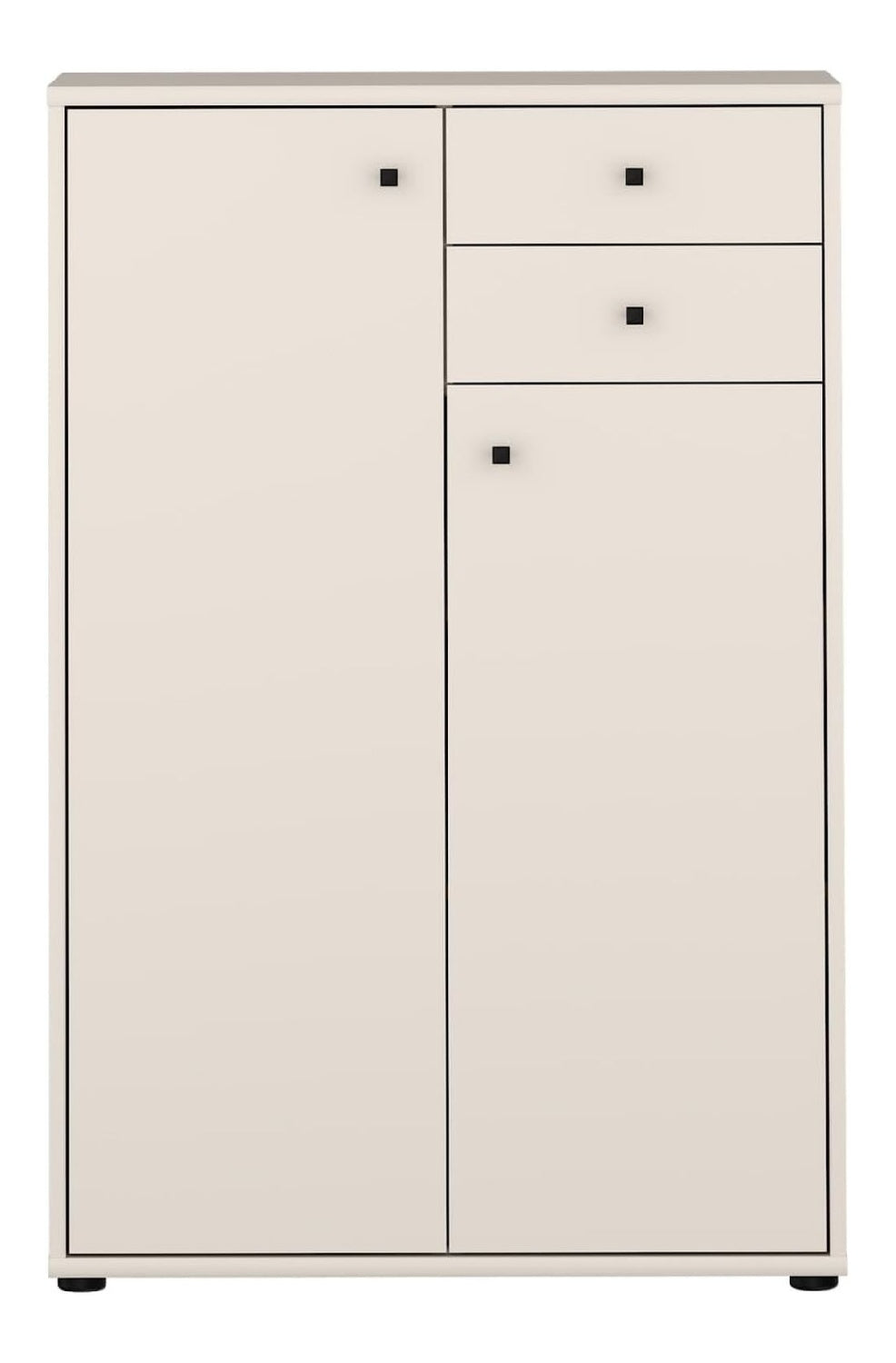 Preisbrecher TEMPRA2 Kommode in Sand - Moderne Hochkommode mit 2 Turen & Schubladen - Platzsparend, stabil & pflegeleicht - 73,7x111,1x34,8 cm (BxHxT)