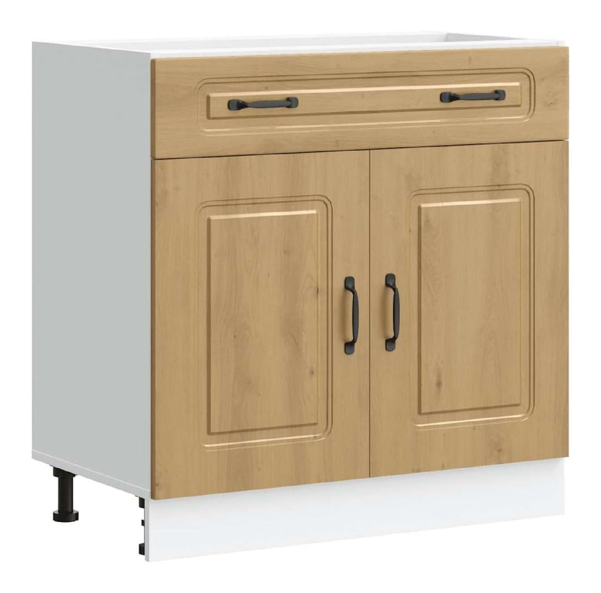 Kuchenunterschrank Kalmar Artisan-Eiche Holzwerkstoff mit verstellbaren Fu en, 80x46x81,5 cm, Kuchenschrank mit Schubladen und Stauraum, modern, pflegeleicht