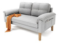 Xbro Sofa 2 Sitzer, 144 x 77 x 77 cm Kleine Couch 2 Sitzer mit Armlehne und Seitentasche, Modernes Stoffsofa fur Wohnzimmer, Wohnung, Buro, Einfache Montage, Hellgrau