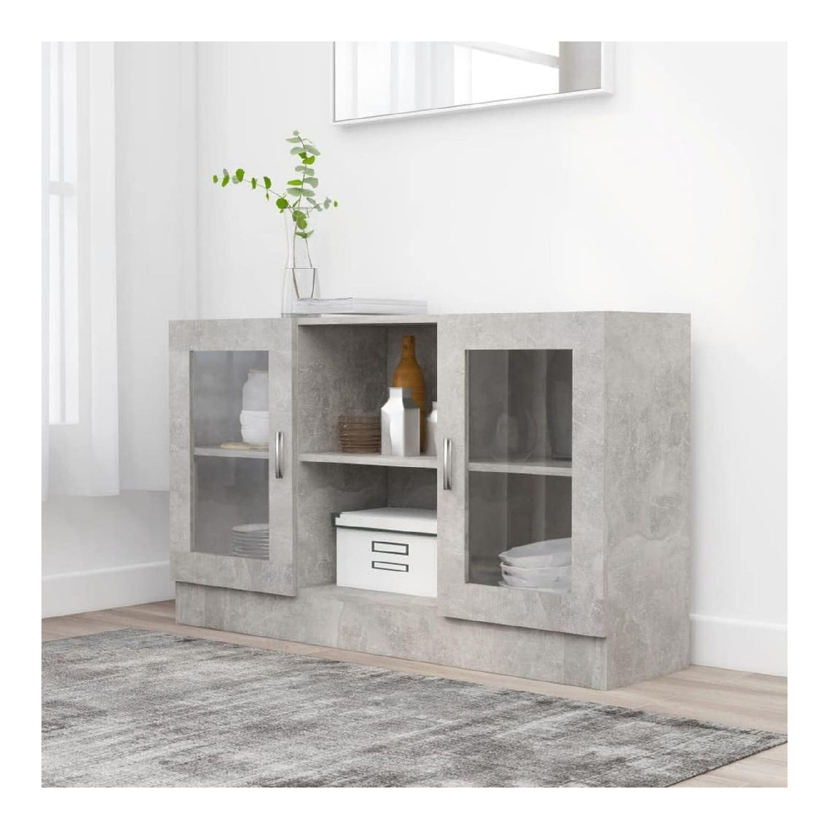 Vitrinenschrank Betongrau 120x30,5x70 cm Holzwerkstoff,Grau,28KG,802790