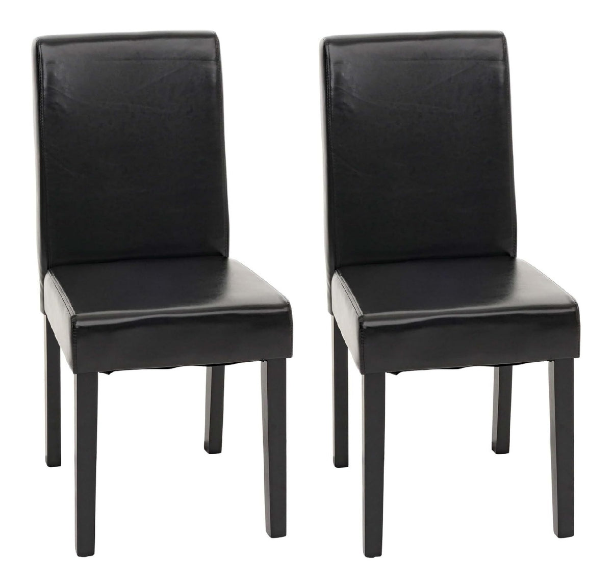 2er-Set Stuhl Littau - Kunstleder, schwarz, dunkle Beine