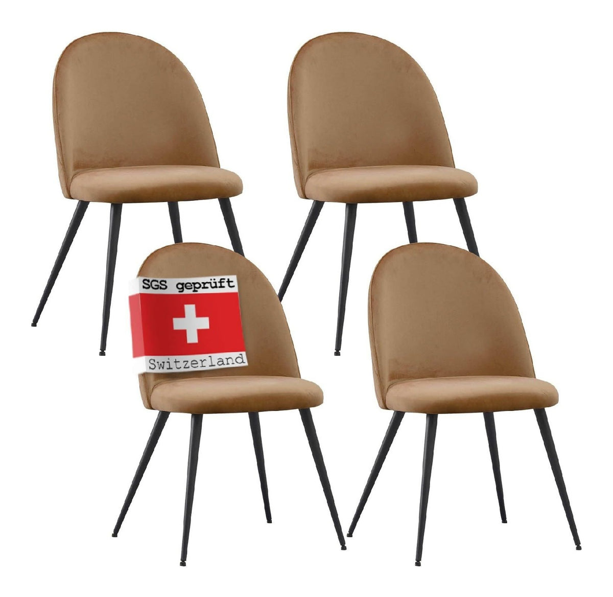 ALBATROS Esszimmerstuhle mit Samt-Bezug 4er Set Capo, Braun - Stilvolles Vintage Design, Samt-Bezug, SGS geprufter Polsterstuhl - Moderner Kuchenstuhl, Stuhl Esszimmer oder Esstisch Stuhl