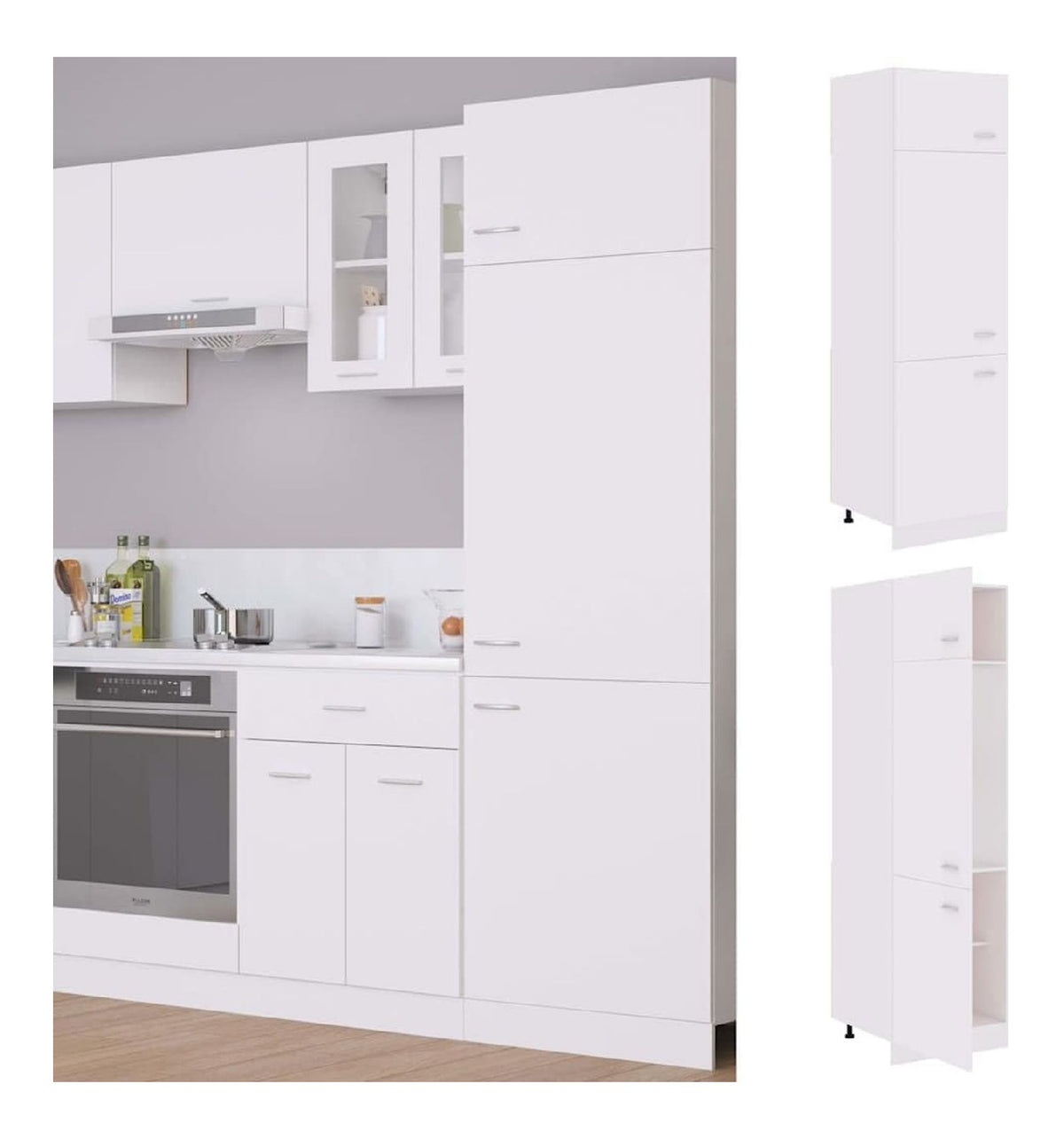 Kuhlumbauschrank Wei 60x57x207 cm Holzwerkstoff Kuchenschrank Kuchenzeile Kuchenmobel Unterschrank Kuchenunterschrank Schrank