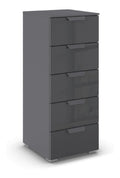 ADITIO, Kommode, Farbe Grau metallic/Glas Basalt, Breite 40 cm
