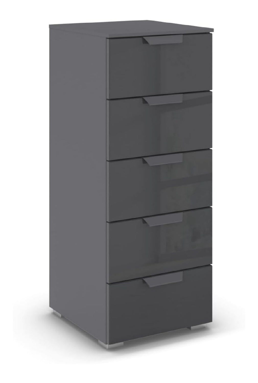 ADITIO, Kommode, Farbe Grau metallic/Glas Basalt, Breite 40 cm
