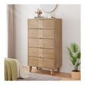 Kommode 5 Gro e Schublade und gro er Griff, PB-Platine, Geeignet fur Schlafzimmer, Wohnzimmer, Flur, Holz- und Goldfarben