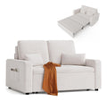 Xbro Schlafsofa 147x196x87 cm, Schlafsofa 2-Sitzer Ausziehbar, Sofa mit Schlaffunktion, Modernes Veloursstoff Sofabett, Beige
