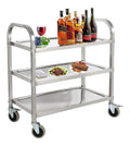 uyoyous Servierwagen 95x50x95cm Edelstahl 3 boden Kuchenwagen Transportwagen Edelstahl mit 4 360 drehbare Rollen (2X bremsbar) fur Restaurant Kuchen oder Hotel