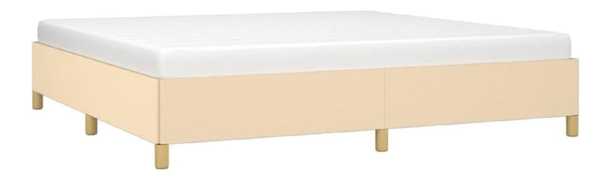 Polsterbett, Bett Bettgestell mit Lattenrost, Schlafzimmerbett Doppelbett mit Stutzbeinen, Bettrahmen Schlafzimmermobel, Creme 200x200cm Stoff