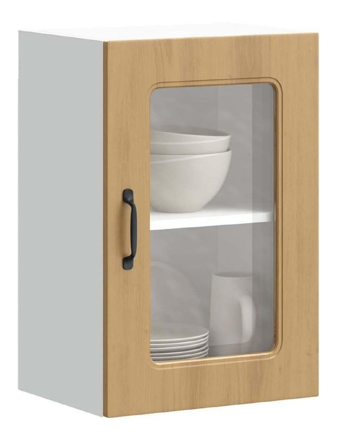 Kuchen-Hangeschrank mit Glastur Kalmar Artisan-Eiche Holzwerkstoff 40x31x60 cm Kuchenkommode moderner Kuchenschrank mit viel Stauraum und pflegeleichter Oberflache fur Kuche und Wohnzimmer