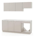Komplette Kuche - mit Arbeitsplatte 200 cm - Beige und wei er Marmoreffekt - Nalayra