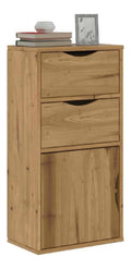 ODDA Beistellschrank mit 2 Schubladen und 1 Fach aus Massivholz Kiefer 40x24x79 cm - Robuster Stauraum fur Schlafzimmer mit rustikalem Charme, stabile Oberplatte