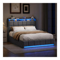 Polsterbett 160x200 mit Stauraum, Hydraulisches Stauraumbett mit Lattenrost, Boxspringbett mit LED und USB Doppelbett mit Kopfteil Funktionsbett Hydraulik Jugendbett mit Bettkasten, Ohne Matratze