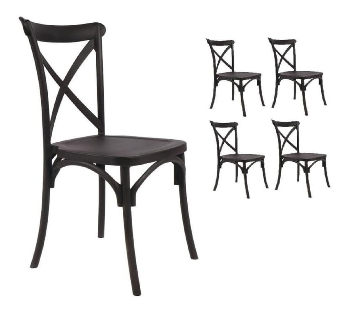 Kosmi Bistrostuhle aus Polypropylen, stapelbar, Schwarz, 4 Stuck