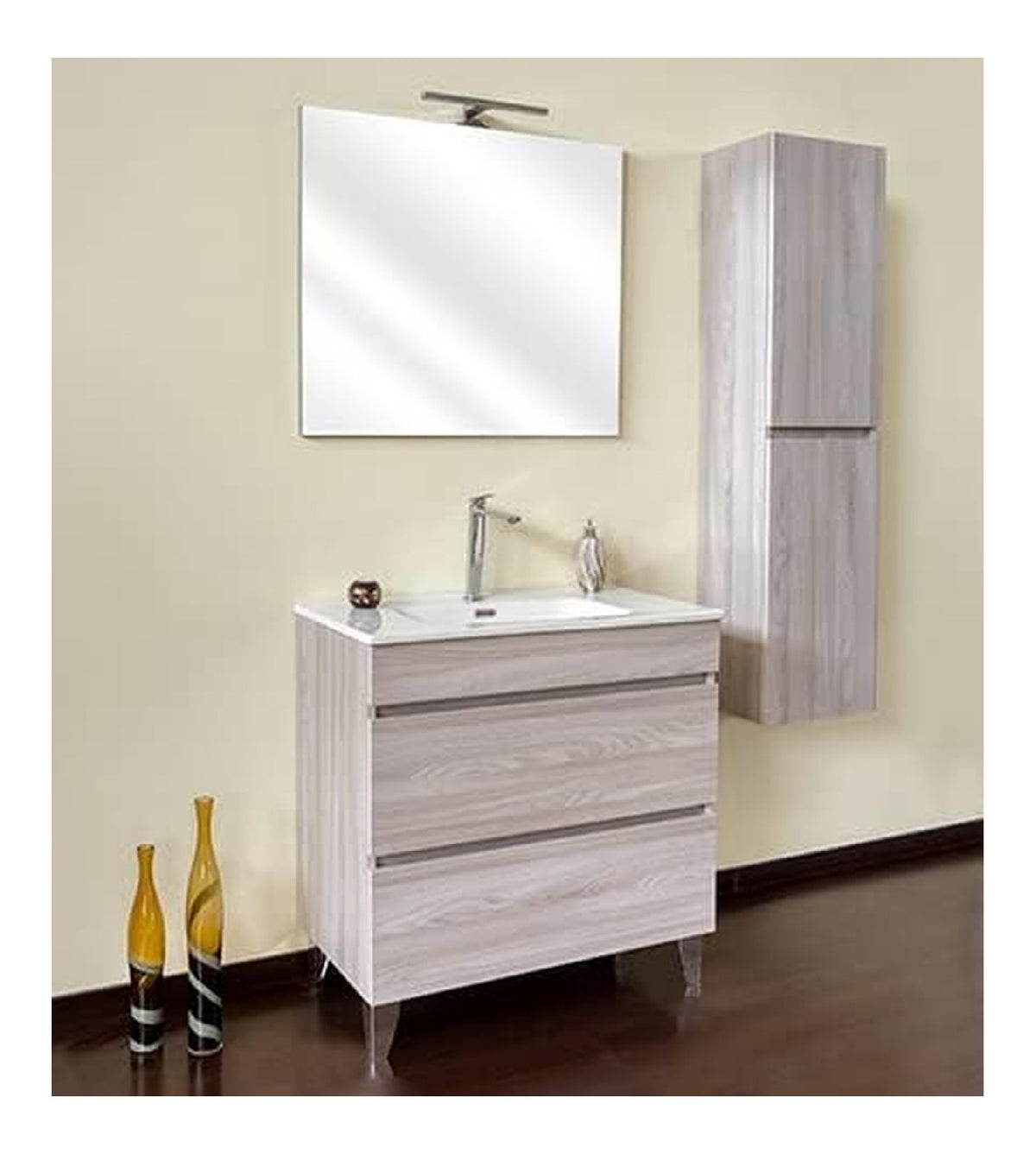 Badmobel Olmo Perla, 100 cm, Basis mit Waschbecken, Spiegel und Saule