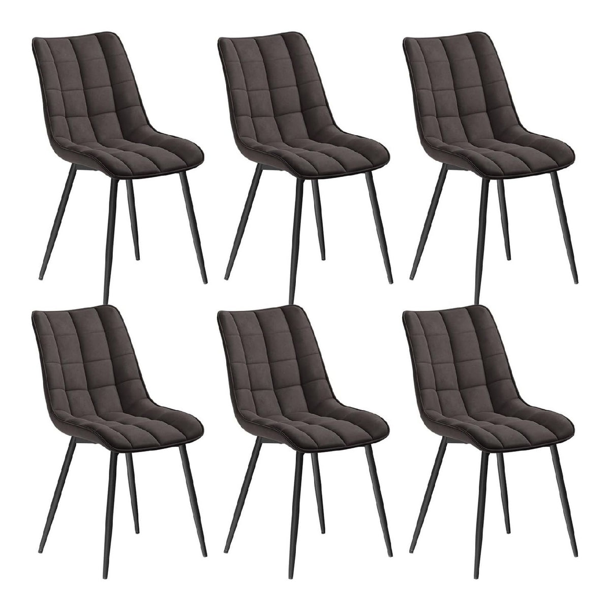 Esszimmerstuhle 6er Set, fur Wohnzimmer Kuche Esszimmer, Kuchenstuhle gepolstert mit Ruckenlehne, Sitzflache aus Stoffbezug, mit Metallbeinen, bis 150 kg belastbar, Taupe