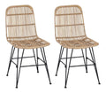 Esststuhl 2 STK. Rattan und Stahl Natur 41 x 55 x 85 cm