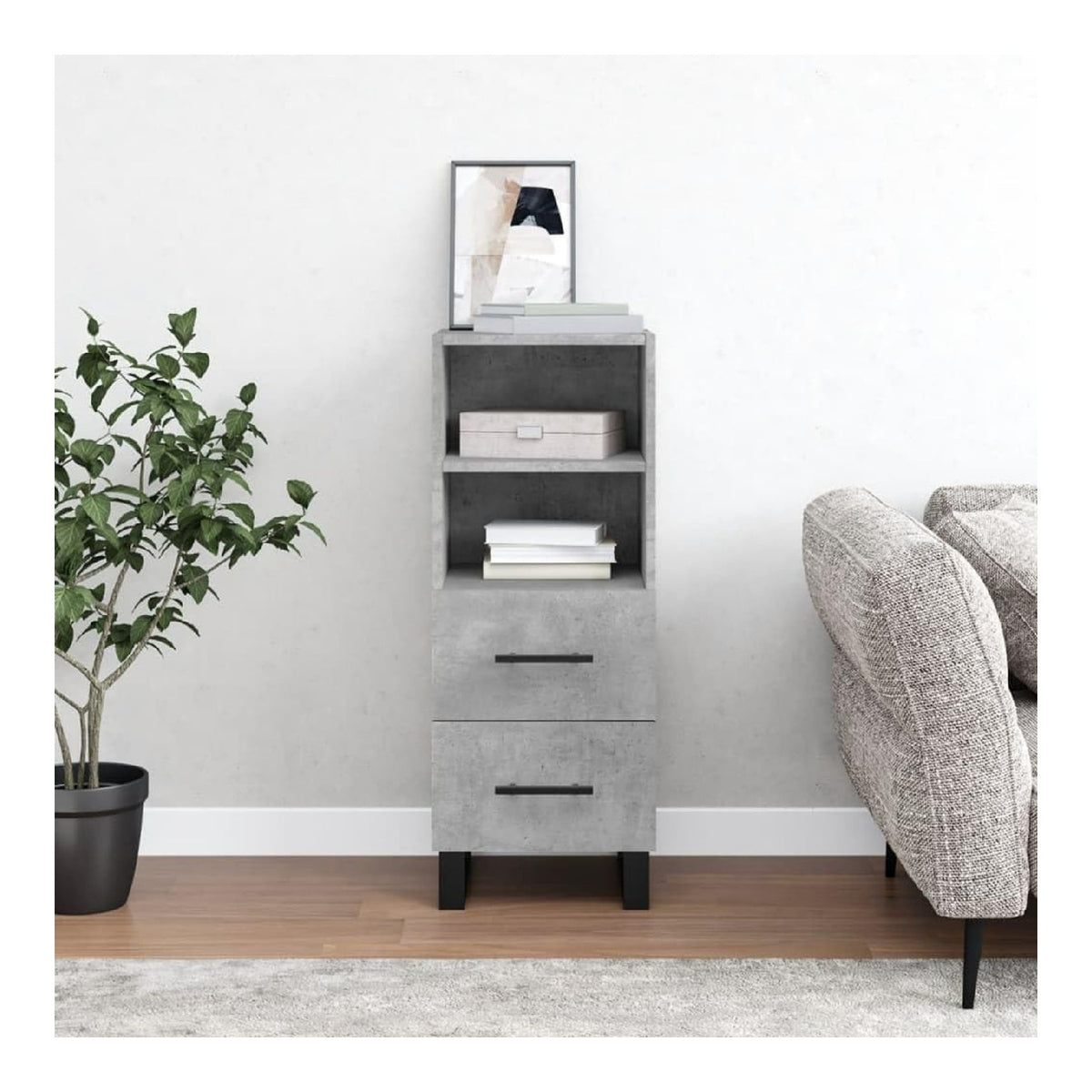 Schranke & Aufbewahrung, Buffets & Sideboards, Heim-Sideboard, Betongrau, 34,5 x 34 x 90 cm, Holzwerkstoff