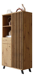 Highboard Wildeiche Anthrazit grifflos Sideboard Wohnzimmer