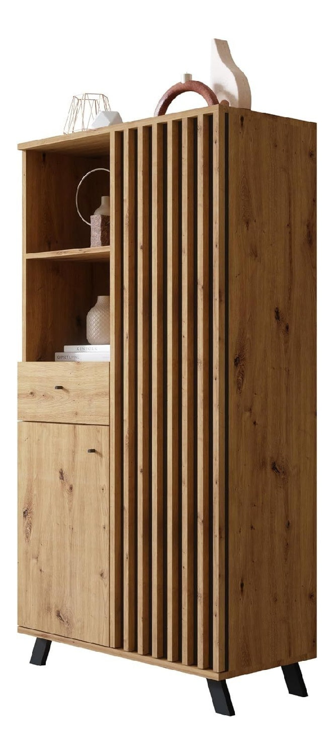 Highboard Wildeiche Anthrazit grifflos Sideboard Wohnzimmer