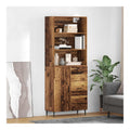 Highboard mit Schubladen und Turen aus Altholz Holzwerkstoff 69,5x32,5x180 cm modernes Sideboard mit viel Stauraum fur Wohnzimmer Esszimmer Buro und Deko