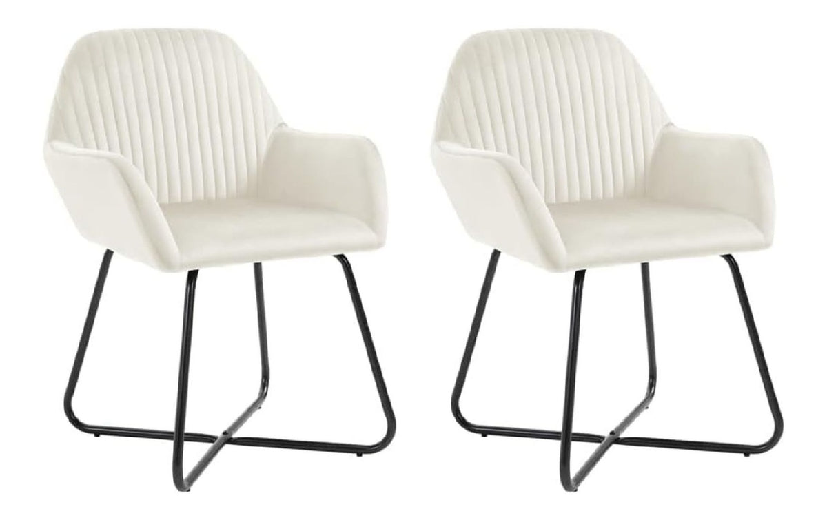 Esszimmerstuhle 2er Set, Creme Samt, Bequeme Polsterung, Ergonomisches Design, Stabile Metallbeine, Modern fur Esszimmer & Wohnzimmer
