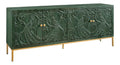 Massives Sideboard Peacock - 175cm - grun Mangoholz antik 3D Schnitzerei Pfau-Design Konsole Lowboard