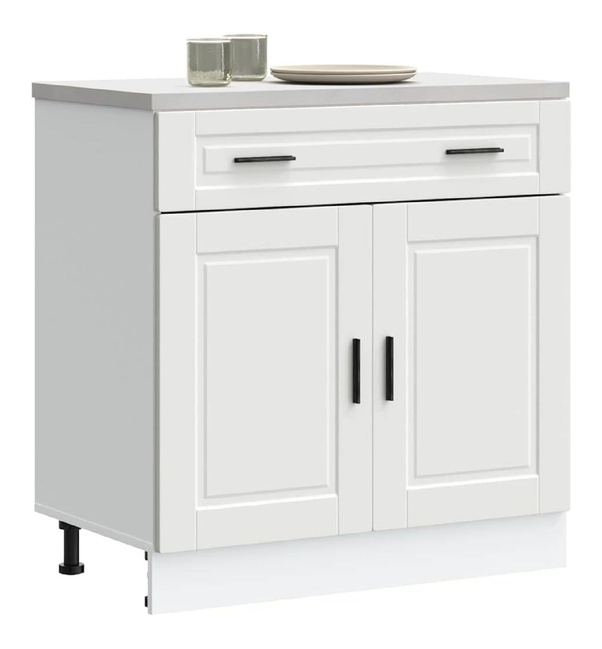 Kuchenunterschrank Porto Wei , robuster Holzwerkstoff, 80x46x81,5 cm, verstellbare Fu e, viel Stauraum, pflegeleicht