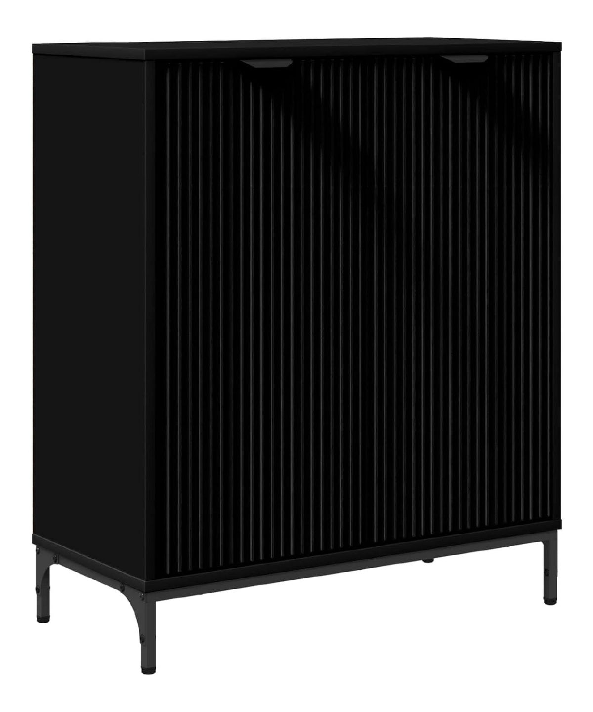 Sideboard Schwarz 69,5 x 33 x 82 cm aus Holzwerkstoff mit 2 Turen und Metallfu en fur Esszimmer und Wohnzimmer