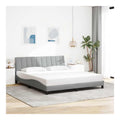 Hanko Bettgestell Hellgrau 180x200 cm, Stoffbezug mit Kopfteilkissen, Wellendesign, Metallrahmen, Sperrholzlattenrost, modernes Schlafzimmermobel, erholsamer Schlaf