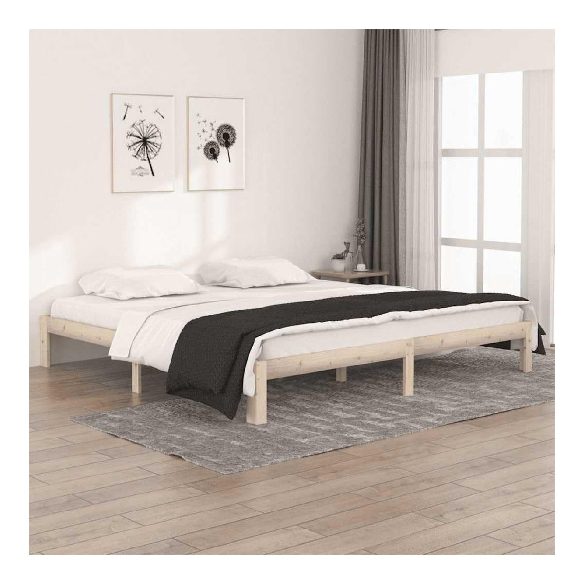 Massivholzbett Bettgestell Doppelbett Bettrahmen Bett Schlafzimmerbett Schlafzimmermobel Kiefer 200x200cm 3031678de