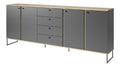 Preisbrecher Sideboard Kandoo 225 cm - Modernes Anthrazit/Evoke Oak Sideboard mit 4 Turen & Schubladen - Robust, pflegeleicht & stilvoll fur Wohnzimmer & Esszimmer