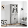 Betongrau Highboard, 69,5x34x180 cm, Holzwerkstoff, Sideboard Buffet Schrank mit Stauraum fur Wohnzimmer, Esszimmer, Kuche