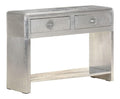 Aviator-Sideboard Flur 110 x 30 x 75 cm Silber Metall mit 2 Schubladen und Regal