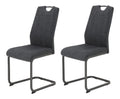Tische, 2er Set Britta Esszimmerstuhl, Schwingstuhl, Webstoff Mikrofaser, Anthrazit, Metallgestell Grau, Lehne mit Griff